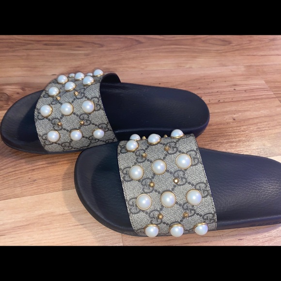 womens gucci slides with pearls